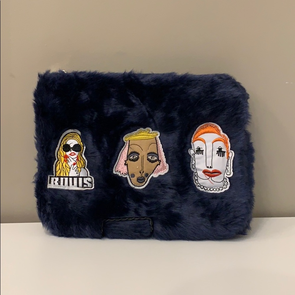 Pop Art Spooky Faux Fur Oversized Clutch NWT